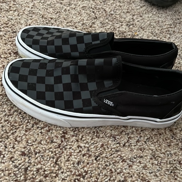 Women’s black checkered Vans size 8 - Picture 3 of 5